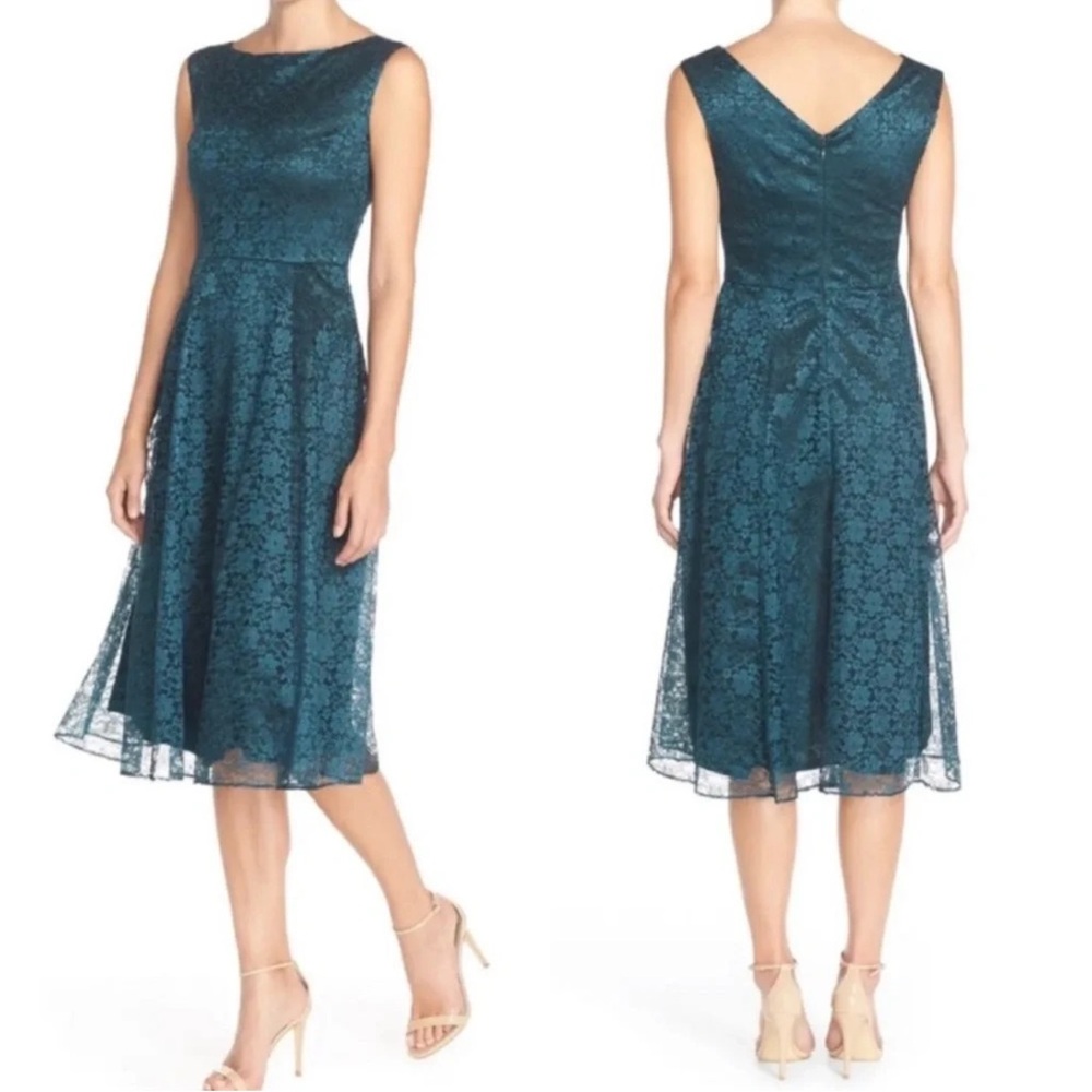 Betsey Johnson Floral Lace Overlay Fit & Flare Midi Fairy Dress Cocktail Size 12